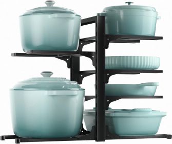 6-Tier Pots and Pans Organizer under Cabinet, Kitchen Cabinet Organizers and Storage, Heavy Duty Pots and Pan Storage Rack Organizer inside Cabin