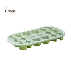 1pc 18 Holes Silicone Ice Tray With Cover; 18 Grids Flexible Ice Tray With Moon; Star And Heart-shaped Mold For DIY Handmade Ice Cube; Pink; Yell (Color: Green)